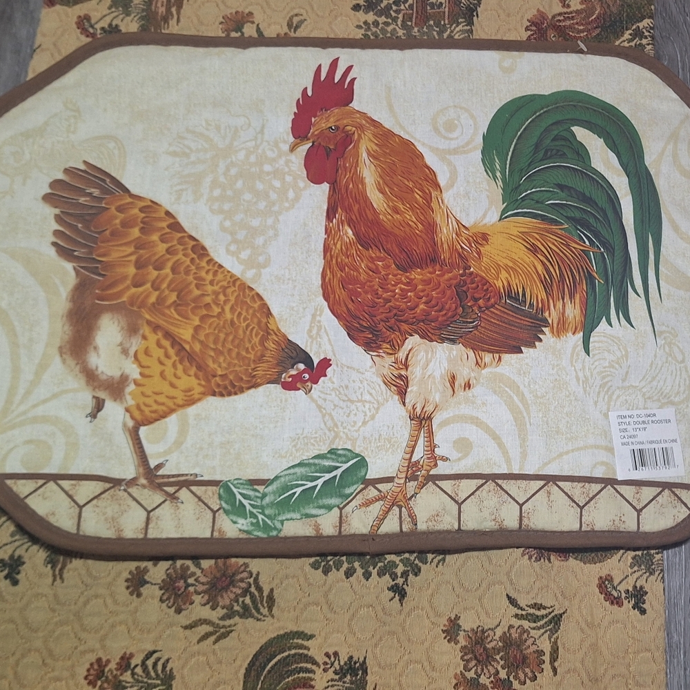 Roster-Country Table Runner Hand Made & Double Rosters Place Mat - Picture 2 of 7